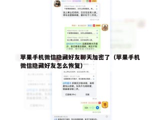 苹果手机微信隐藏好友聊天加密了（苹果手机微信隐藏好友怎么恢复）