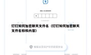 钉钉如何加密聊天文件名（钉钉如何加密聊天文件名称和内容）
