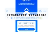 企业密信怎么没有声音（企业密信看不到图片）