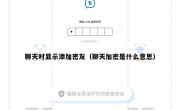 聊天时显示添加密友（聊天加密是什么意思）
