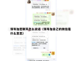 领导加密聊天怎么说话（领导加自己的微信是什么意思）