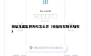 微信加密能聊天吗怎么弄（微信好友聊天加密）