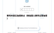 聊天内容已加密防止（微信某人聊天记录加密）