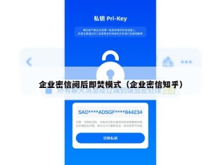 企业密信阅后即焚模式（企业密信知乎）