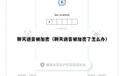 聊天语音被加密（聊天语音被加密了怎么办）