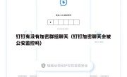 钉钉有没有加密群组聊天（钉钉加密聊天会被公安监控吗）