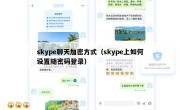 skype聊天加密方式（skype上如何设置随密码登录）