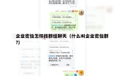 企业密信怎样找群组聊天（什么叫企业密信群?）