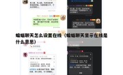 蝙蝠聊天怎么设置在线（蝙蝠聊天显示在线是什么意思）