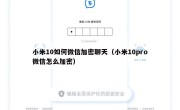 小米10如何微信加密聊天（小米10pro微信怎么加密）