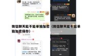微信聊天能不能单独加密（微信聊天能不能单独加密保存）