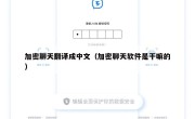 加密聊天翻译成中文（加密聊天软件是干嘛的）