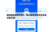 端到端加密聊天软件（端对端加密聊天软件英文版下载）