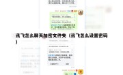 讯飞怎么聊天加密文件夹（讯飞怎么设置密码）