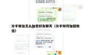 分手微信怎么加密好友聊天（分手如何加回微信）