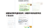 威图加密聊天是微信吗（威图手机防盗密码忘了怎么办）