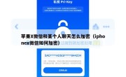 苹果X微信和某个人聊天怎么加密（iphonex微信如何加密）