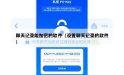聊天记录能加密的软件（设置聊天记录的软件）