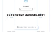 微信个别人聊天加密（加密微信某人聊天窗口）