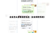 企业怎么查看保密信息（企业保密系统）