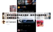 聊天可以加密吗英文翻译（聊天可以加密吗英文翻译怎么写）