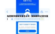 加密聊天姐妹文案怎么写（姐妹聊天记录文案）