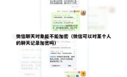 微信聊天对象能不能加密（微信可以对某个人的聊天记录加密吗）