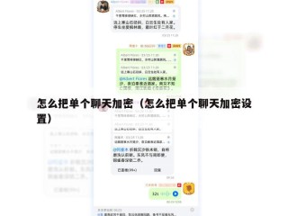 怎么把单个聊天加密（怎么把单个聊天加密设置）