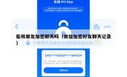 能和朋友加密聊天吗（微信加密好友聊天记录）