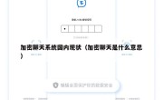 加密聊天系统国内现状（加密聊天是什么意思）
