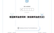 微信聊天加密码锁（微信聊天加密方式）