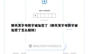 聊天发字母数字被加密了（聊天发字母数字被加密了怎么解除）
