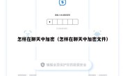 怎样在聊天中加密（怎样在聊天中加密文件）