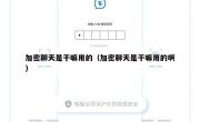 加密聊天是干嘛用的（加密聊天是干嘛用的啊）