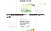 如何在微信聊天加密文件（微信聊天内容如何加密）
