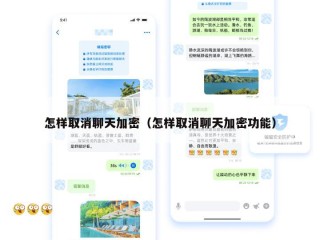怎样取消聊天加密（怎样取消聊天加密功能）
