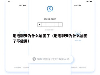 泡泡聊天为什么加密了（泡泡聊天为什么加密了不能用）