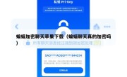 蝙蝠加密聊天苹果下载（蝙蝠聊天真的加密吗）