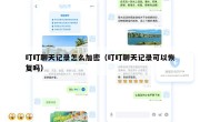 叮叮聊天记录怎么加密（叮叮聊天记录可以恢复吗）